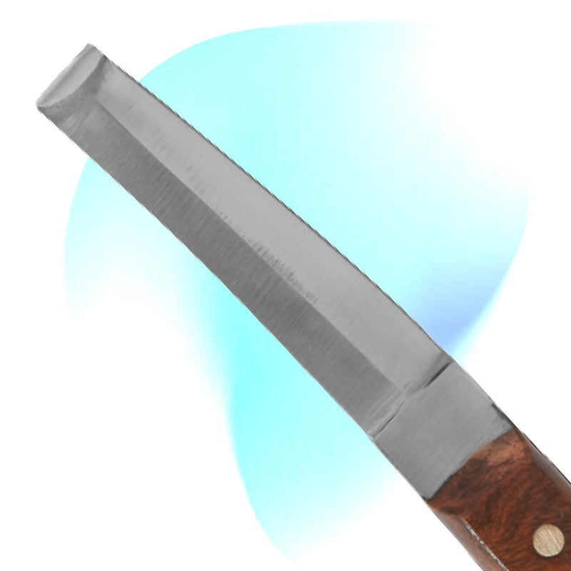 Hoof Knife Double Edged Curved Blade – Stainless Steel Curved Blade Farrier Tool with Wooden Handle, Multipurpose Hoof Trimming Knife for Livestock, 3-Inch Blade, 8.5-Inch Overall Double Edge - RH