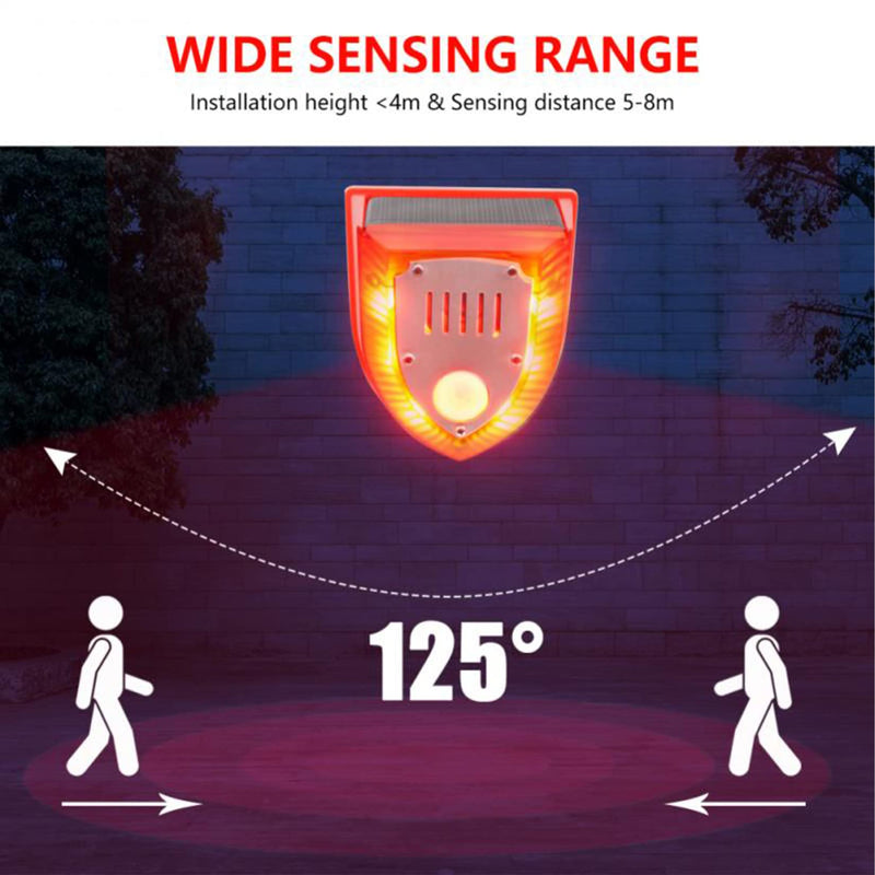 keeda Solar Security Light Alarm, 129dB Warning Loud Solar Strobe Light Makes Gunshot Sounds & Dog Barking Waterproof PIR LED Motion Sensor for Farm Barn Yard (2 Pack) 2 Pack