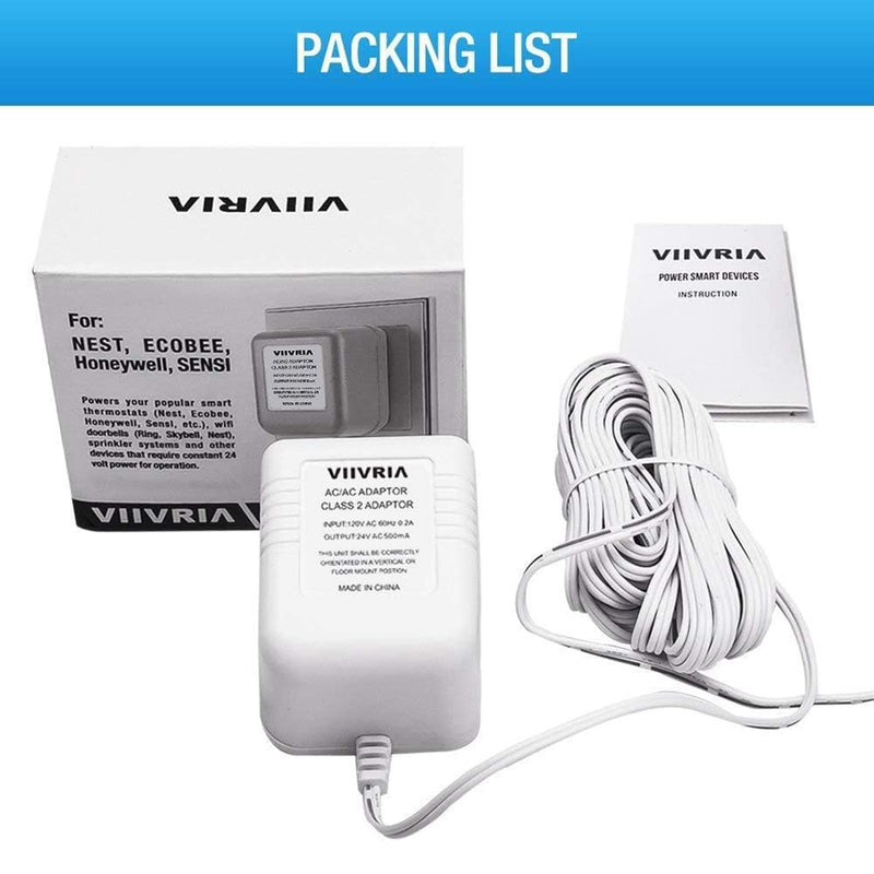 AC 24 Volt Transformer, C Wire Adapter, Compatible with All Versions of Ring Doorbell and Thermostat for Ecobee,Sensi and Honeywell, 315" Long Cable