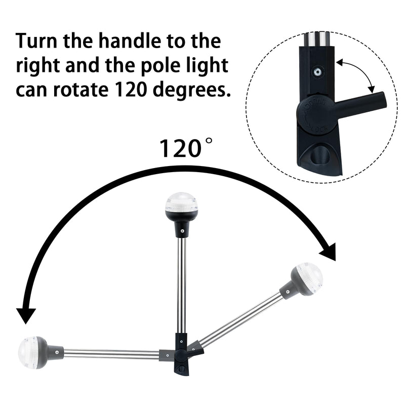 16 Inches Stern Light,Bimini Top Light,Navigation Lights,White Anchor Lights,Folding Base,USCG Certified 2NM,for Pontoon Boats
