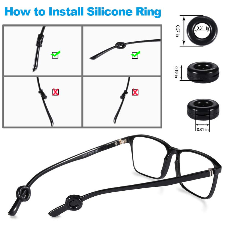16 Pairs Eyeglasses Retainers, Premium Silicone Anti-Slip Eyeglass Holder, Comfort Ear Grip Hooks Protectors for Spectacle Sunglasses Reading Glasses Eyewear