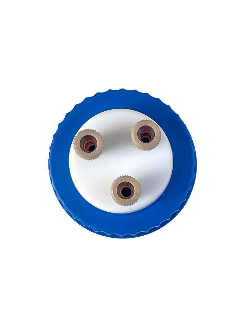 MUHWA Lab Safety 3-Port Cap with 1/4"-28 Thread Inserts Hole and PEEK Fitting, GL45 Filling Cap for 1/8" Inch OD Tubing