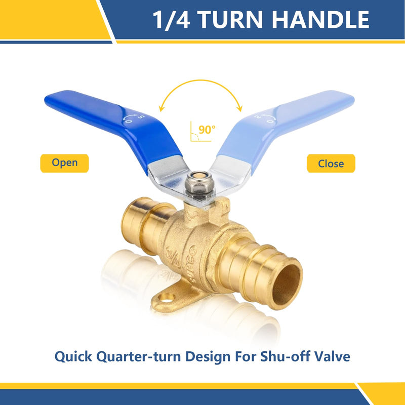 5PACK GUOFIS 1/2"PEX-A Expansion Ball Valve with Drop ear(VALVE027-5) 5 1/2 Inch