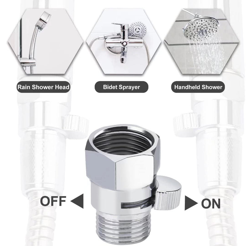 Brass Shower Flow Control Valve: Shower Head Shut Off Valve(Female and Male), MAYYAYA Water Flow Control Valves, for Handheld Shower Head or Bidet Sprayer- Handle Lever (Chrome) Chrome