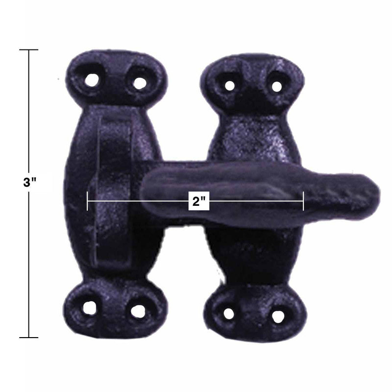 Renovators Supply Manufacturing Door Latch 2 in. Black Wrought Iron Latch Latch Lock for Cabinets/Windows with Mounting Hardware Pack of 2