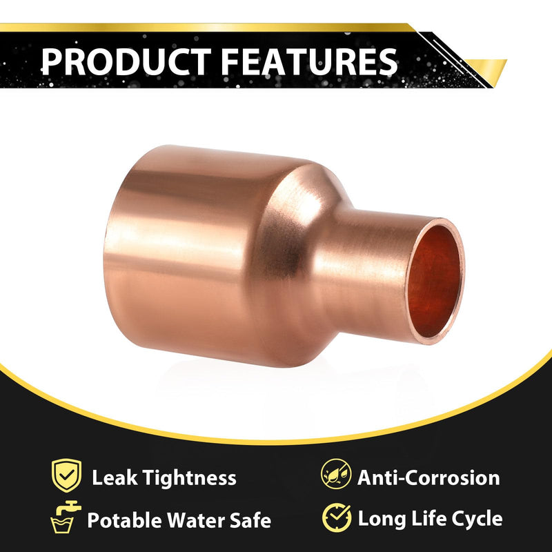 10 PCS Foskan Copper Sweat Fittings,1" x 1/2"Sweat Coupling Reducer 10 1" X 1/2"