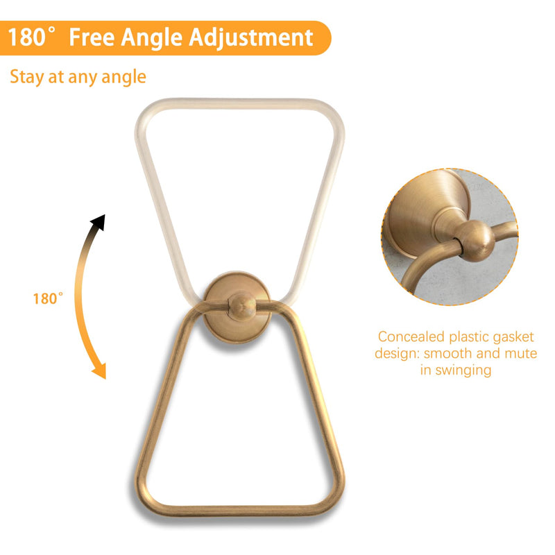 T-Shape Bath Towel Ring,Simple Design Towel Holder Hangers Wall Mount Antique Brass Hand Towel Holder for Bathroom、Kitchen Bathroom Hardware Accessories