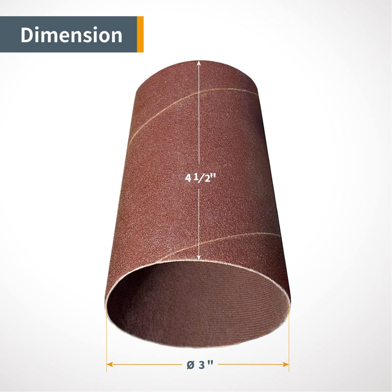 POWERTEC 11215 4.5 Inch Sanding Sleeves for Spindle Sander | 120 Grit | Aluminum Oxide Sandpaper Diameter 3 Inch (Pack of 3)