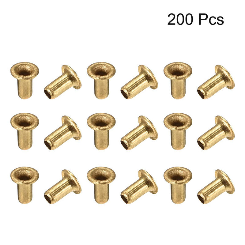 uxcell Hollow Rivet,2.5mm x 5mm Through Hole Copper Hollow Rivets Grommets Double-Sided Circuit Board PCB 200Pcs
