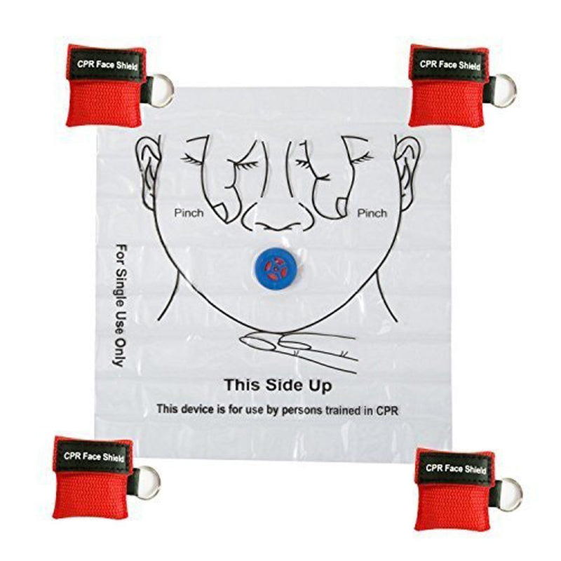 5pcs CPR Face Shield Mask Keychain Ring Emergency Kit CPR Face Shields for First Aid or CPR Training (Blue-5) Blue-5