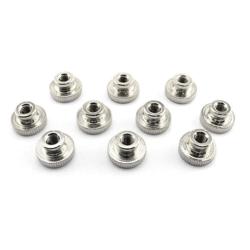 RLECS 10pcs M6 Knurled Thumb Nuts with Collar 3D Printers Parts, Nickel Plating, 1mm Pitch