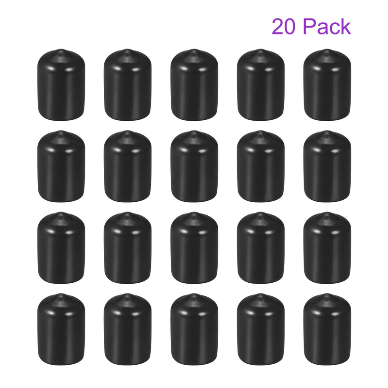 DMiotech 20 Pack 1/2" ID Black Screw Thread Protectors Rubber End Caps Bolt Covers for Screw Bolt Furniture Pipe 1/2"