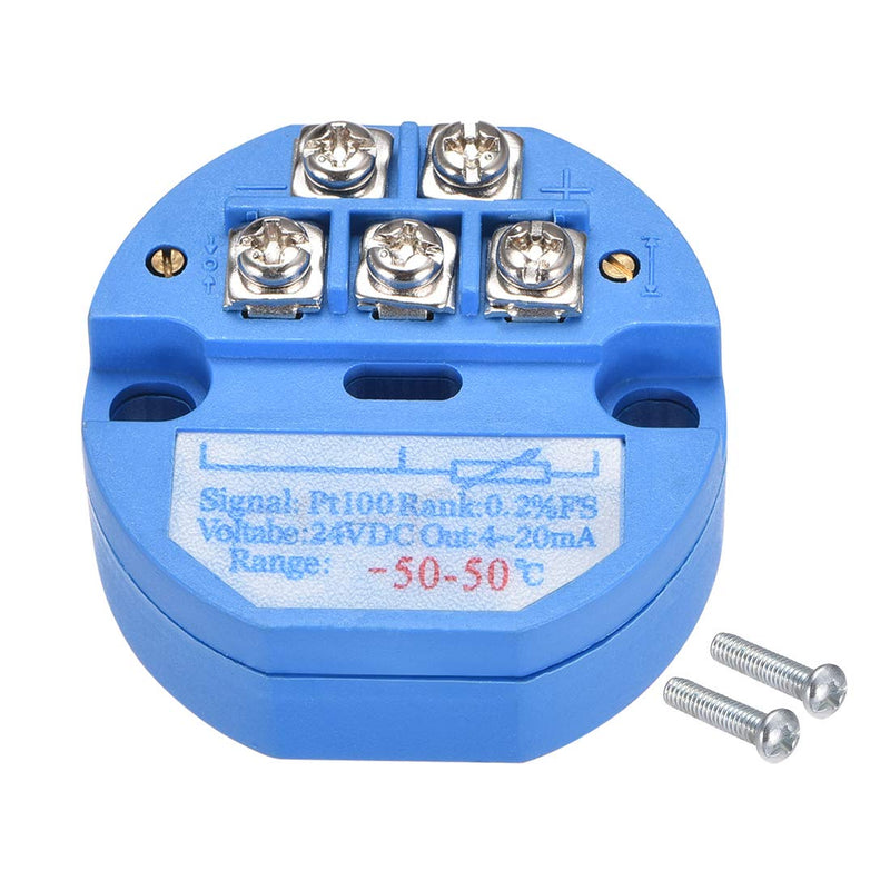 uxcell PT100 Temperature Sensor Transmitter 24V DC 4-20mA -50℃ to 50℃