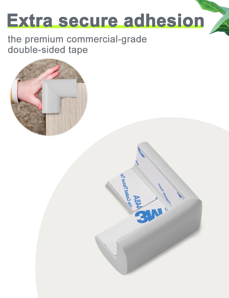 Foam Corner Protector Edge and Corner Guard, with 19 feet Length Foam Safety Bumpers, Baby Proofing Safety Table Corner Protectors - White