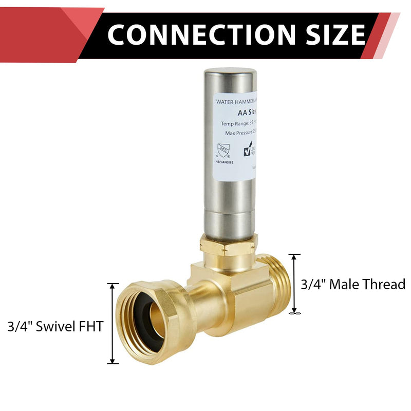 4Pcs EFIELD 3/4"Water Hammer SS Arrestor,Swivel FHT x MHT(HAMMER021-4) P4 Straight