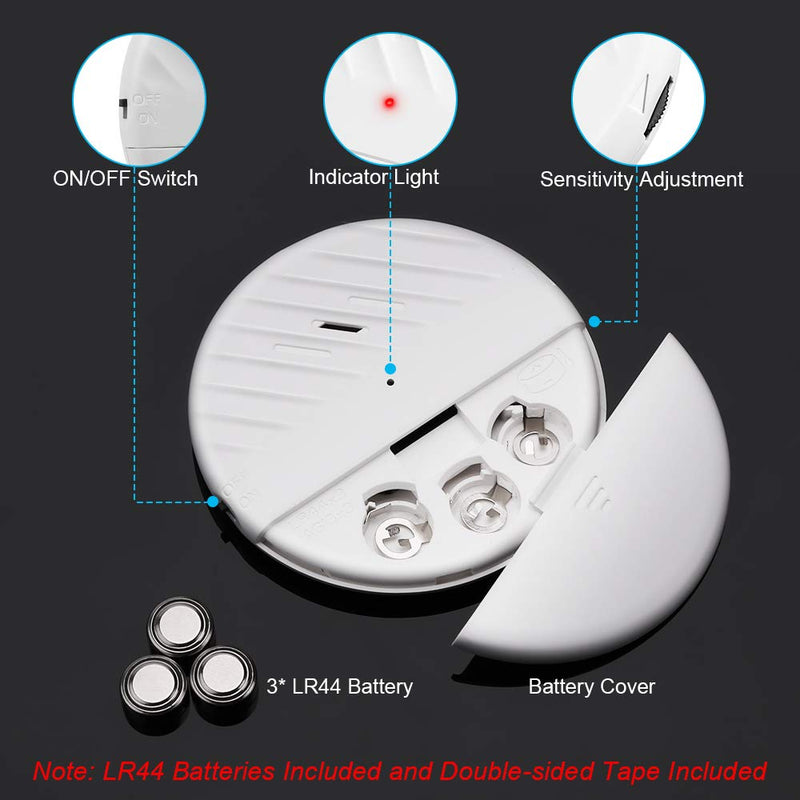 Wsdcam Glass Break Sensor Alarm 125dB Ultra-Slim Wireless Glass Break Detector Window Alarm Vibration Sensor for Home Window and Door Security (8) 8