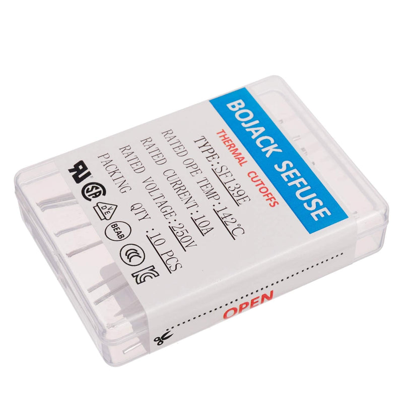BOJACK SF139E SEFUSE 10A 250V Thermal Fuses 142 Degrees Celsius Thermal Cutoffs (Pack of 10)