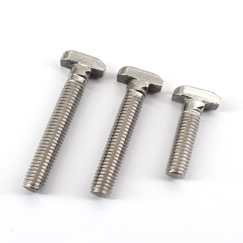 20Pcs M8x25mm 304 Stainless Steel T-Slot Bolt 40 Series Aluminum Profile T-Shaped Screw Bolt Fastener 17.8mm Head Size M8x25