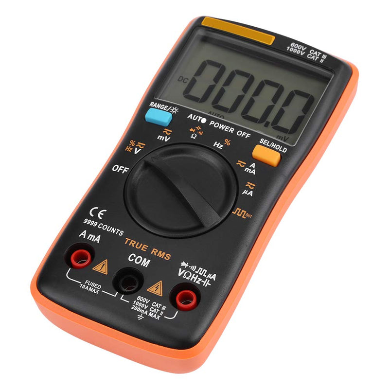 Multimeter, AN8008 True-RMS Digital Multimeter AC DC Voltage Ammeter Current Ohm Meter Ranging Fast Accurately Measures Voltage with Bag