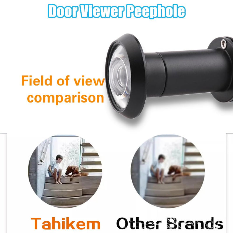 Door Viewer Peephole, Door Viewers with 0.63inch/16mm Drill Bit Kit, Fits 1-3/8" to 2-1/4" Front Door, 200 Degree Wide Angle Peep Eye Hole, Anti Peeping Reverse Privacy Covers - Matte Black