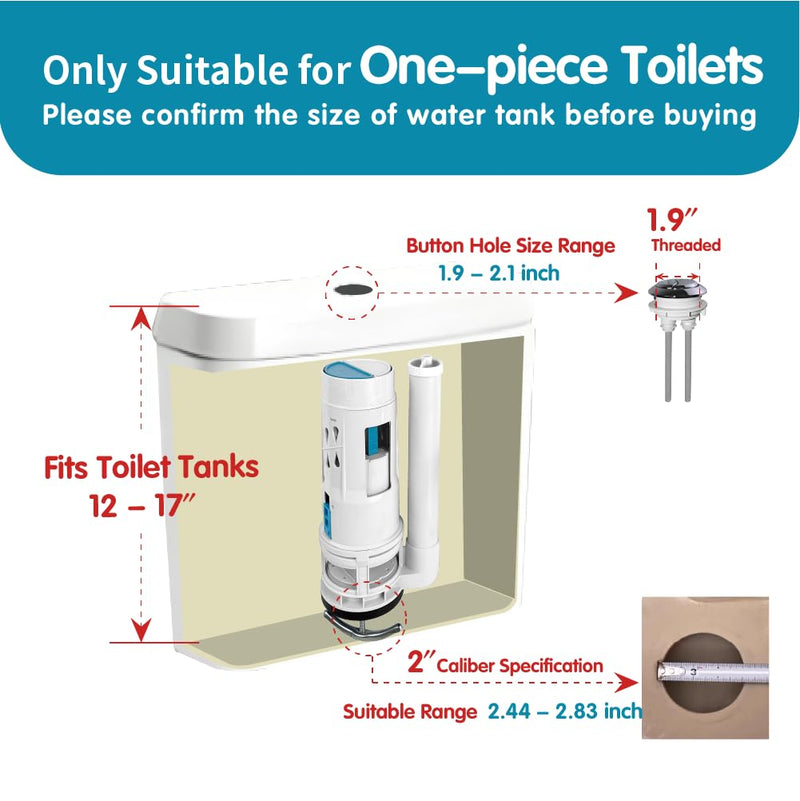 2-Inch Complete Dual Flush Valve Replacement Kit 2 inch - 10 inch