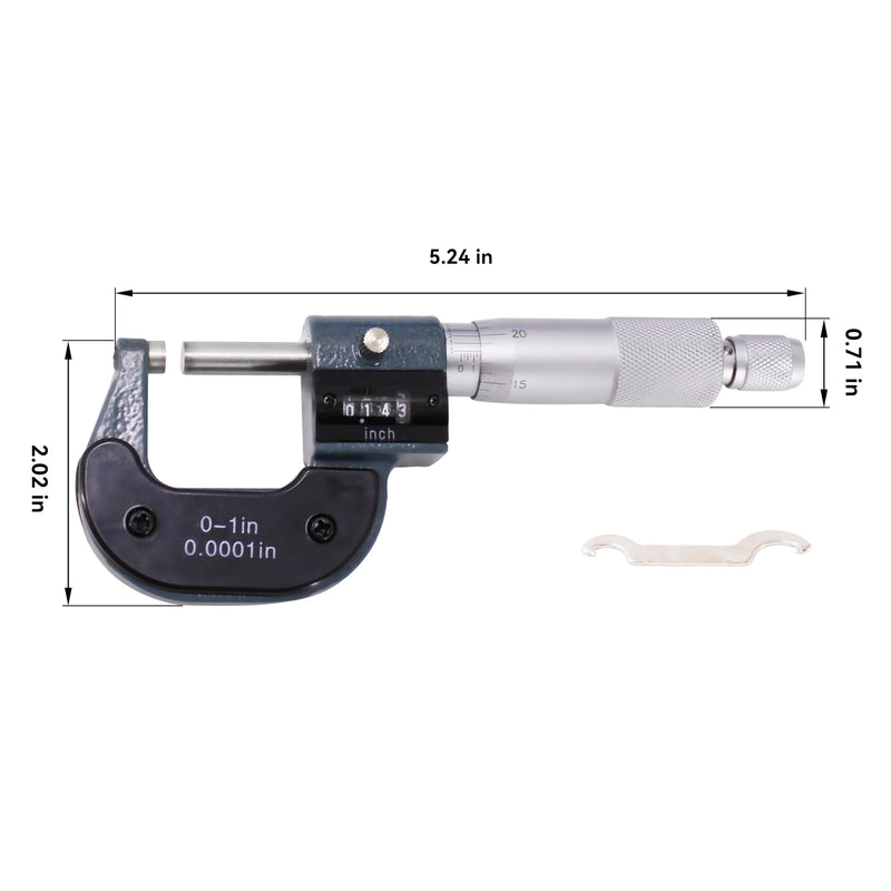 HFS(R) 1" Mechanical Digital Outside Micrometer Digit Counter Carbide Tips 0.0001"