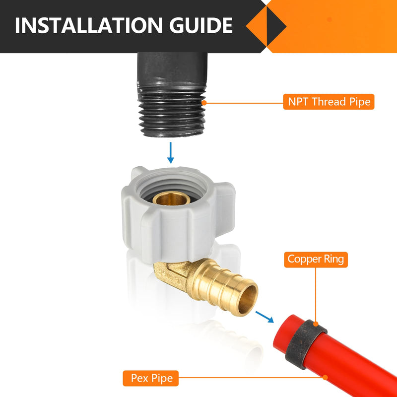 20PC HeSun 1/2" Pex Crimp x 1/2" Female NPT Swivel Elbow(PEX1807299-20) 20 PACK, 1/2" PEX x 1/2" FEMALE
