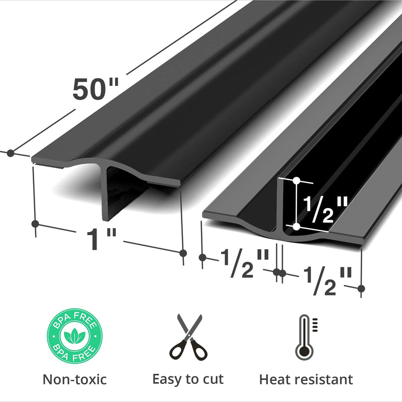 Silicone Stove Gap Cover X-Protector – 50” x 1" Guard Between Stove and Counter – Self-Adhesive Premium Counter Gap Filler – Heat Resistant Oven Counter Gap Protector – Silicone Stove Top Spill Guard Narrow (50" x 1")