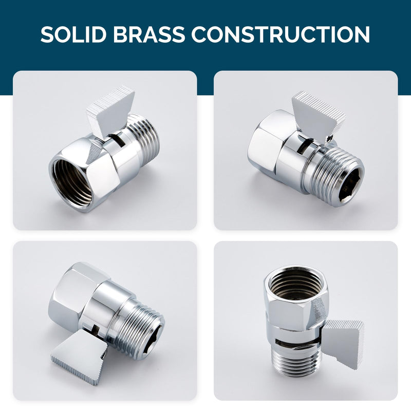 Angle Simple Shower Flow Water Valve, Brass Shut Off Valve for Hand Shower, RV Hose Flow Restrictor, Chrome