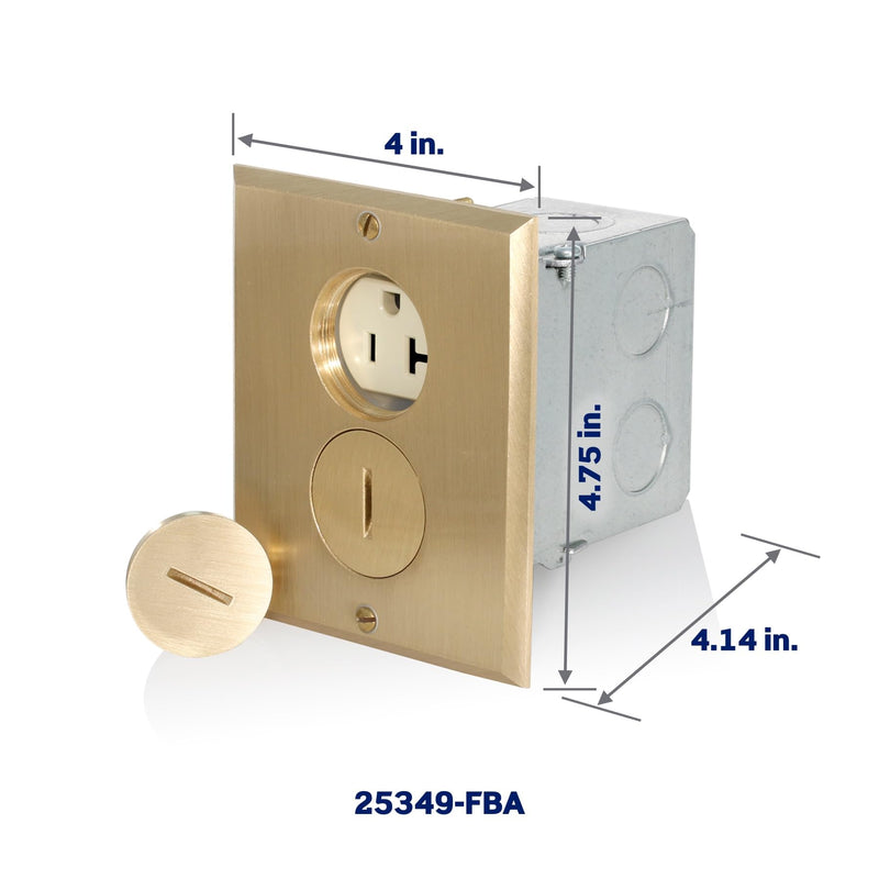 Leviton 20-Amp, 125-Volt, Floor Mounting Duplex Receptacle, Straight Blade, Commercial Grade, Self Grounding, 25349-FBA, Ivory