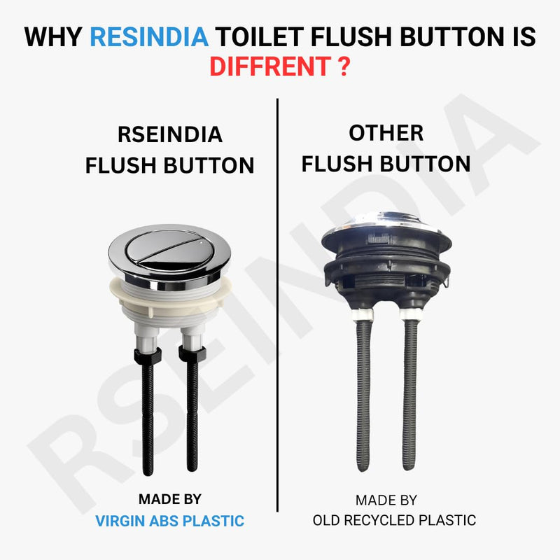 48mm Dual Flush Toilet Tank Button Replacement – Adjustable Push Button for Cistern Lid, Compatible with Glacier Bay, AquaSource, American Standard, Geberit & More, Chrome Finish (2 Pack)