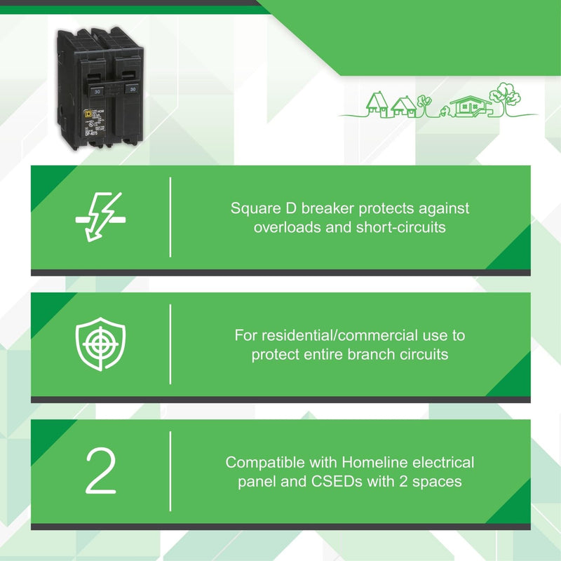 Square D HomeLine 30 amps Surge 2-Pole Circuit Breaker