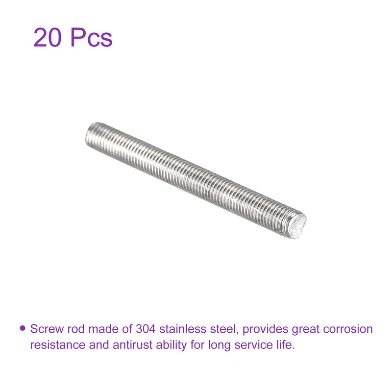 DMiotech 20 Pack M3 x 30mm Fully Threaded Rod 304 Stainless Steel Right Hand Threads Rod Bar Studs Clamps and U-Bolts