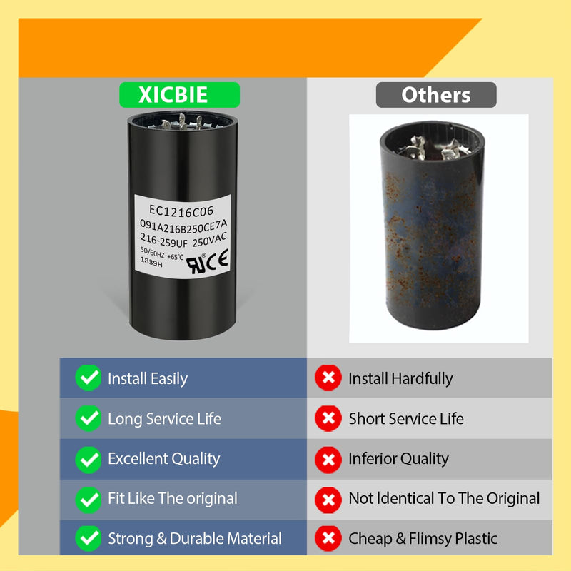 EC1216C06 Upgraded Start Capacitor 216-259uF 250V | Exact OEM Replacement For EC1216C06, Wide Compatibility Durable Reliable Powerful Motor Startup