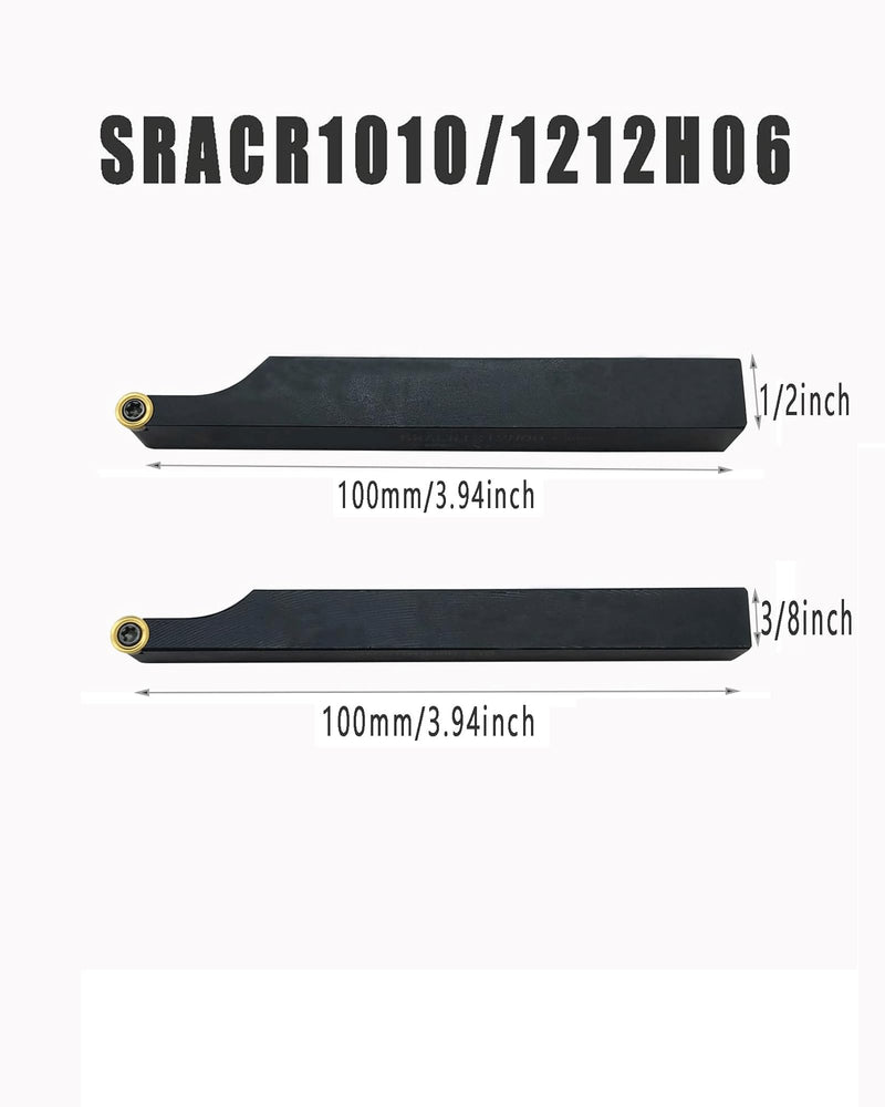3/8",1/2" CNC Face Milling Turning Lathe Tool Holder SRACR1010/1212H06 with10pcs RCMT0602MO (R3) Carbide Turning Inserts Round milling Inserts (R3 Inserts with 2pcs Holders) R3 inserts with 2pcs holders