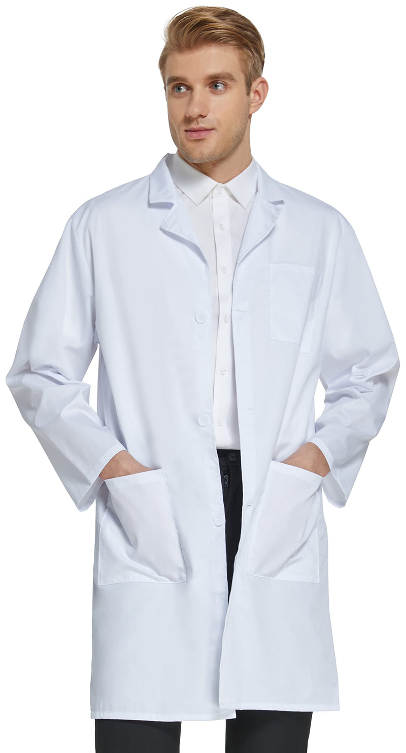 VOGRYE Professional Lab Coat for Men Women Long Sleeve, White, Unisex Medium - NewNest Australia
