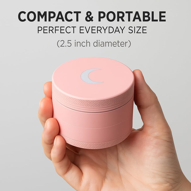 Brando Moon Manual Matte Spice Kitchen Crusher – 2.5” Coffee Bean Crusher with Cleaning Scraper and Storage, for Camping and Outdoor Pink