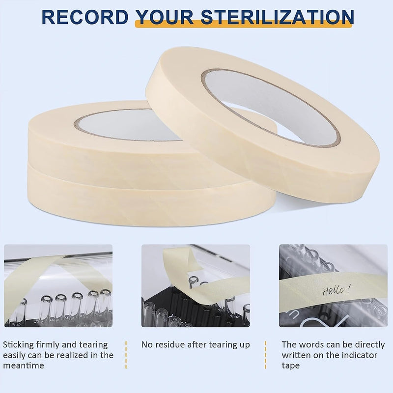 Autoclave Sterilization Indicator Tape Set for Beauty and Nails Salons/Tattoo and Dental Tool Cleaning Use, 1/2", 3/4", 1" Width, 55 Yards/Roll (1 Roll 1/2" Width) 1 Roll 1/2" width