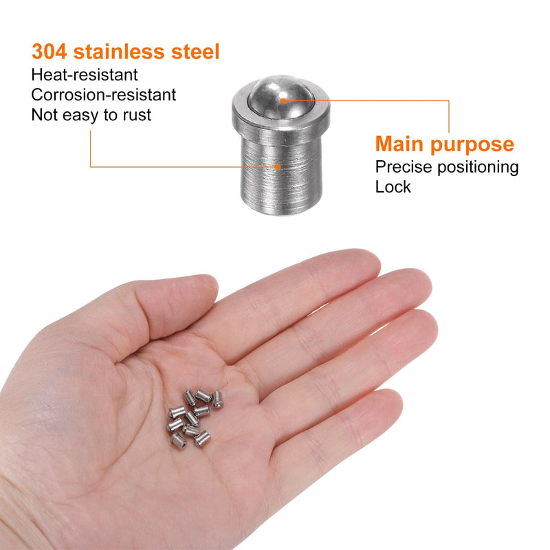 HARFINGTON 20pcs 3mm x 4mm 304 Stainless Steel Silver Ball Spring Plungers for Mechanical Devices, Furniture