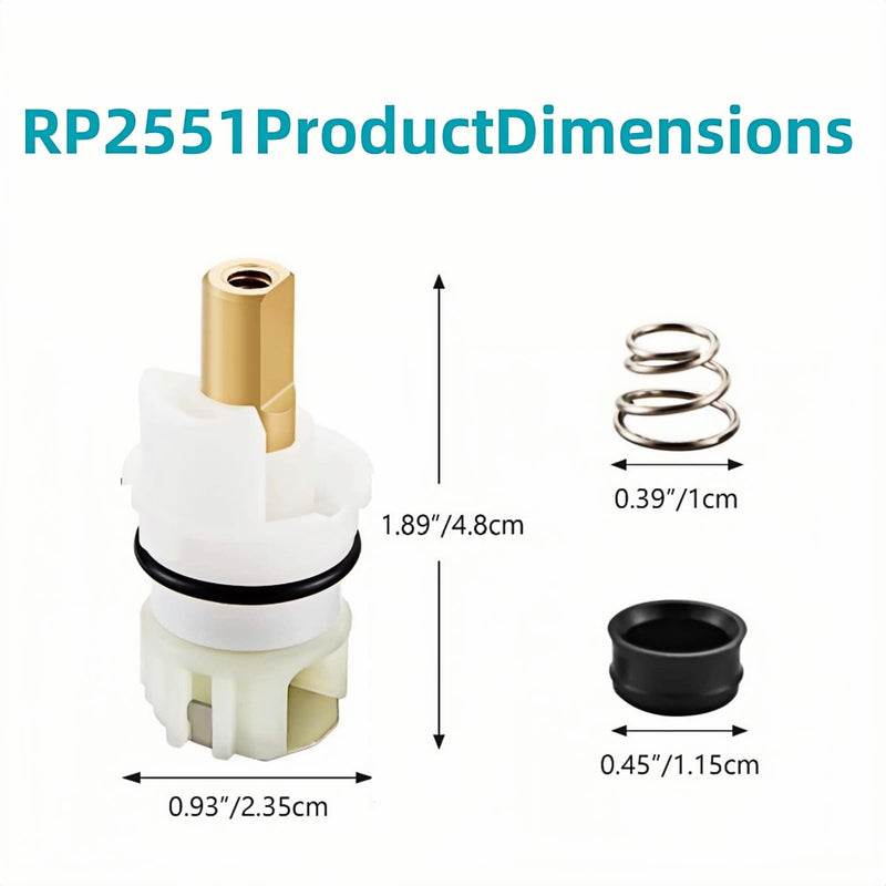 RP25513 faucet stem assembly Replacement Kit,for Delta two handle Faucet Repair Kit,Includes RP24096 Cartridge RP4993 Seat and Spring RP24097 Turn stop1/4, 2 Pack