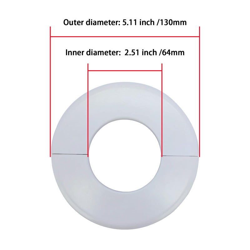 Wall Split Flange 1 Pc, ABS Self-Adhesive tape Round Escutcheon Plate Cover, Design for 2.52"/64mm Diameter Pipe, Water Pipe Decoration Escutcheon Plate, Wall Hole Decoration Cover, White 2.52 inch (64 mm)
