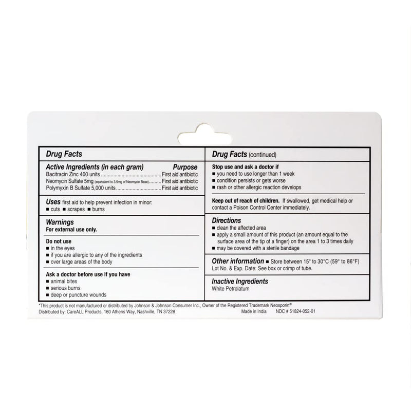 CareAll Triple Antibiotic Ointment 1.0 oz, First Aid Ointment for Minor Scrapes, Cuts, and Burns to Help Guard Against Infection, Compare to The Active Ingredients of Leading Brand (Pack of 1 Tube)