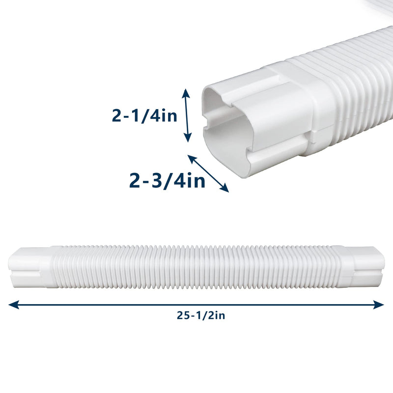 Decorative PVC Line Set Cover 3" W Flexible Pipe for Ductless Mini Split Air Conditioners,Heat Pumps Systems