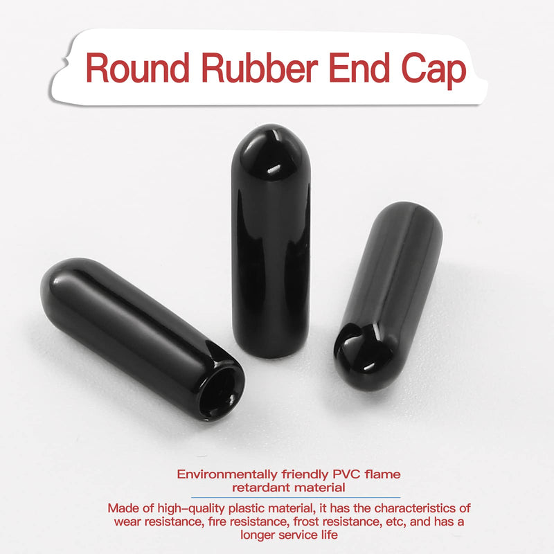 120PCS Screw Thread Protectors 3mm ID Rubber End Caps Vinyl Flexible End Caps Round Tube Bolt Cap (Black, 120PCS) 120