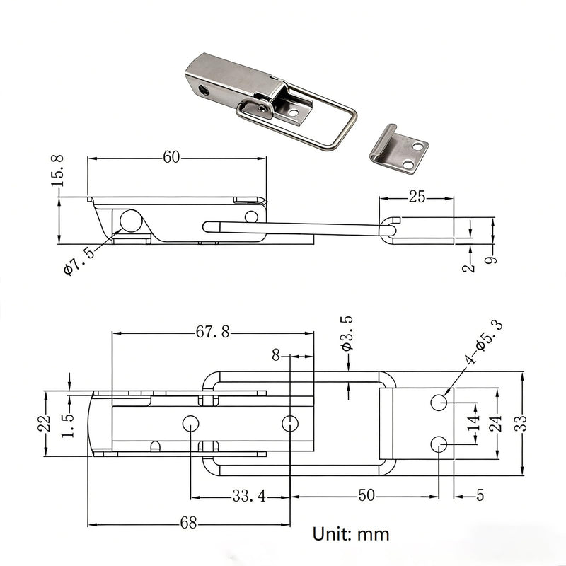 304 Stainless Steel Toggle Latch with Lock Hole, Heavy Duty & Rustproof Metal Catch Clip for Toolbox, Case, Furniture & Storage – Easy Install, Polished Finish, Durable Hardware (2, Silvery) 2