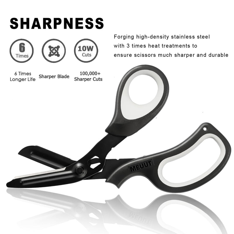 MEUUT 8 inches All Purpose Scissors Multipurpose Heavy Duty Shears, Forged Stainless Steel Utility Scissors Industrial Shears Kitchen Scissors for Household, outdoors, EMT Black+navy+white