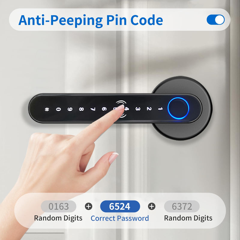 EIYSIE Fingerprint Door Lock, Smart Door Knob with Keypad, Keyless Entry Door Lock Handle, Biometric Door Knob with App Control for Bedroom Home Office Apartment