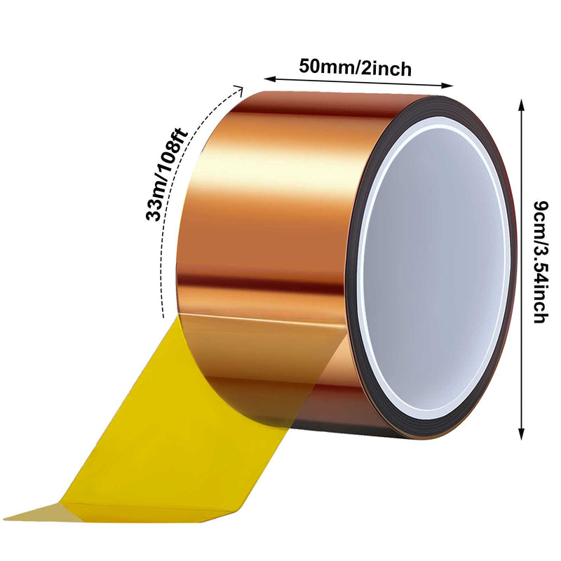 Outus 2 Rolls Heat Tapes High Temperature Tape Sublimation Tape Heat Transfer Tape Heat Resistant Tape Polyimide Tape for Electronics 3D Printers DIY Crafts (Dark Brown,50 mm Wide) 50 mm Wide Dark Brown - NewNest Australia