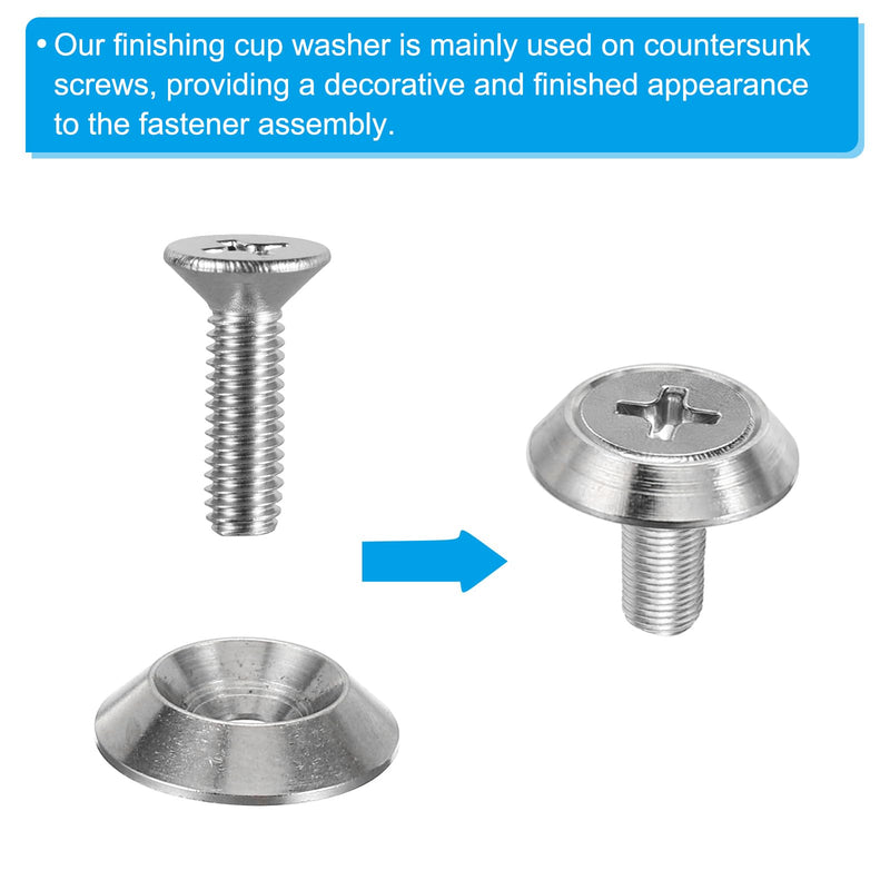 PATIKIL M6 Finish Countersunk Washer, 30pcs 18mm Dia. 3.5mm Tall Solid 304 Stainless Steel CNC Finish Cup Washer Screw Head Gasket for Industrial Construction M6 x 18mm x 3.5mm 30