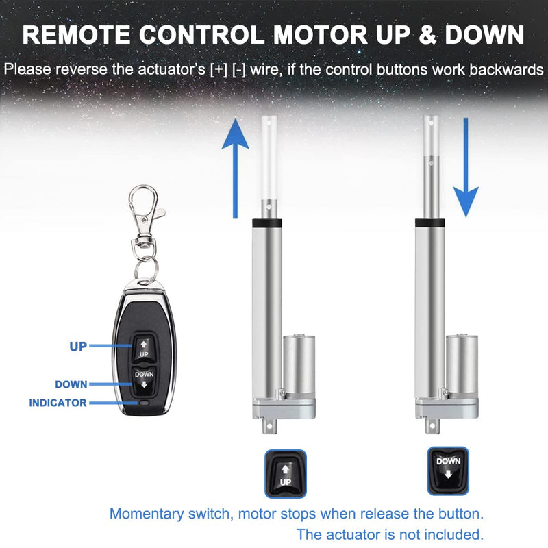 UYGALAXY Linear Actuator Controller DC Motor 12V Momentary Switch Forward/Reverse Wireless Remote Control DPDT Relay for Motors 1 fob key